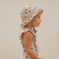 Reversible sun hat Vintage Little Flowers / Mauve