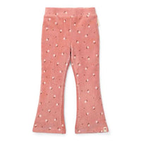 Flared Trousers Warm Rose Flowers