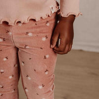 Flared Trousers Warm Rose Flowers