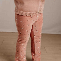 Flared Trousers Warm Rose Flowers