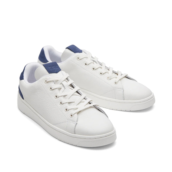 Mens TRVL LITE White and Blue Leather Lace-Up Sneaker