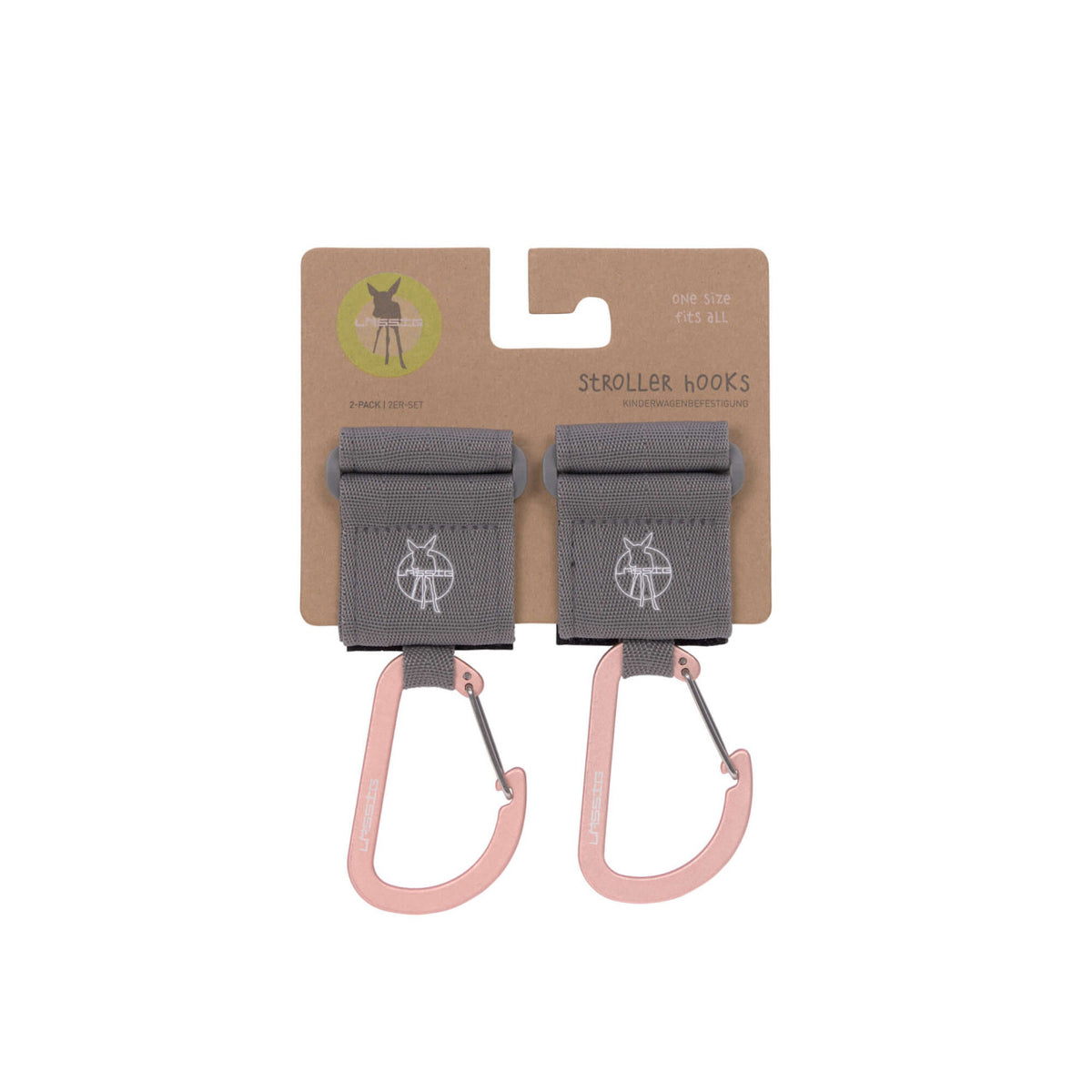 Stroller Hooks with Carabiner (2 pcs), Grey