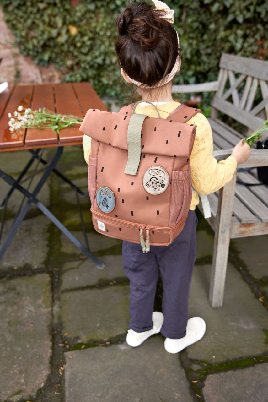 Mini Rolltop Backpack - Happy Prints caramel