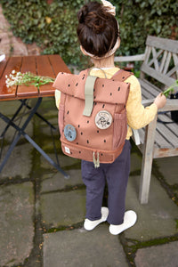 Mini Rolltop Backpack - Happy Prints caramel