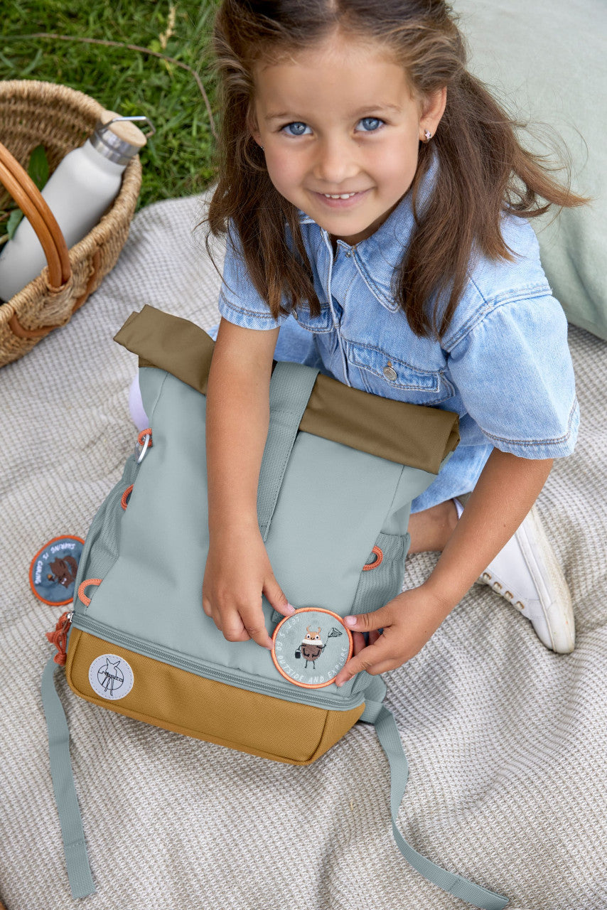 Mini Rolltop Backpack - Nature, light blue