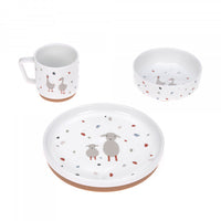 Dish Set Porcelain Tiny Farmer Sheep & Goose