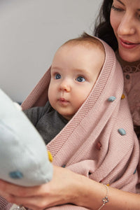 Baby Knitted Blanket GOTS Dusky Pink