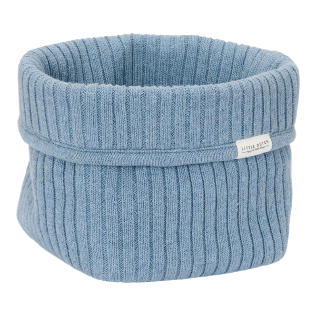 Knitted Storage Basket Small Pure Denim Blue