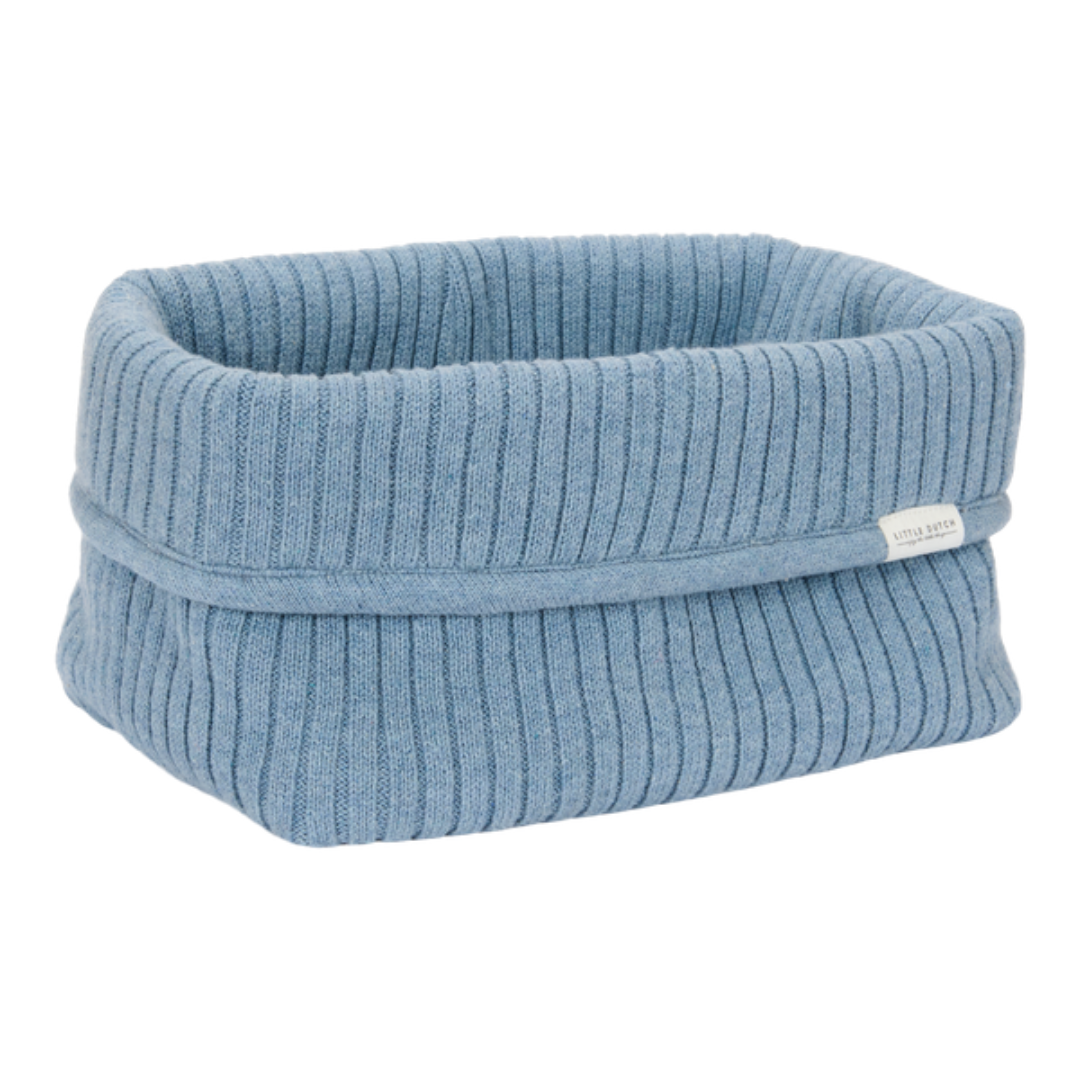 Knitted Storage Basket Large Pure Denim Blue