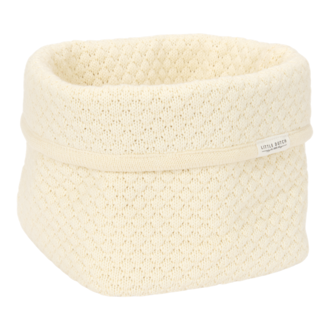 Knitted Storage Basket Small Pure Soft White