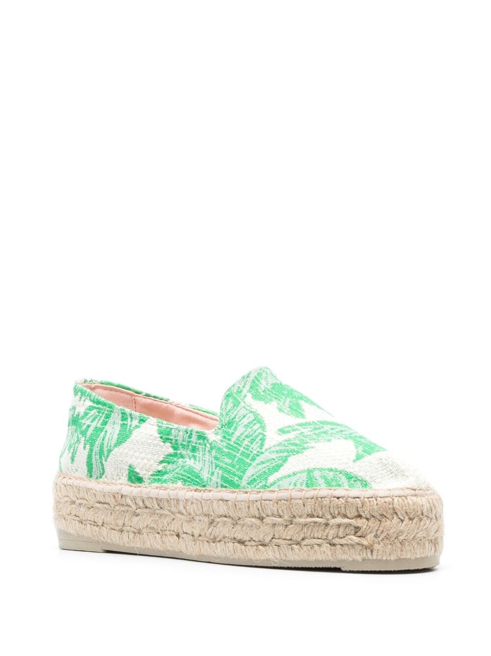 Suede Double Sole Espadrilles Hamptons Green Palms