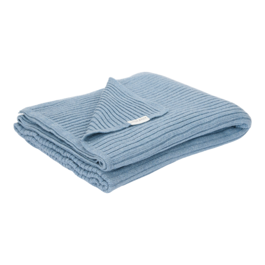 Knitted Bassinet Blanket Pure Denim Blue