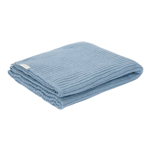 Knitted Cot Blanket Pure Denim Blue