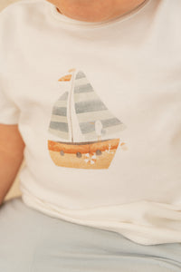 T-shirt Short Sleeves Sailboat White