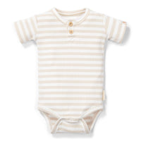 Bodysuit short sleeves Stripe Sand/White