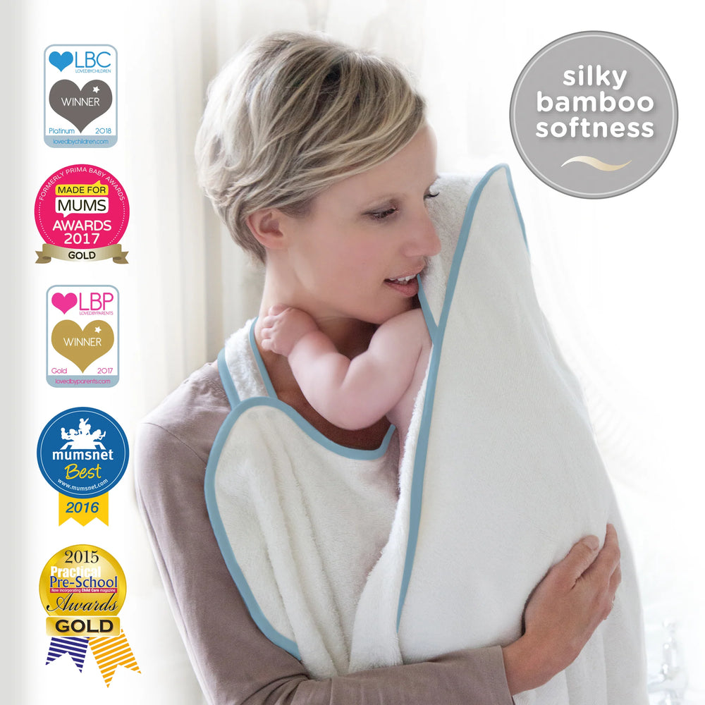 Cuddledry Hands free baby towel blue edge My Favourite Things Shop