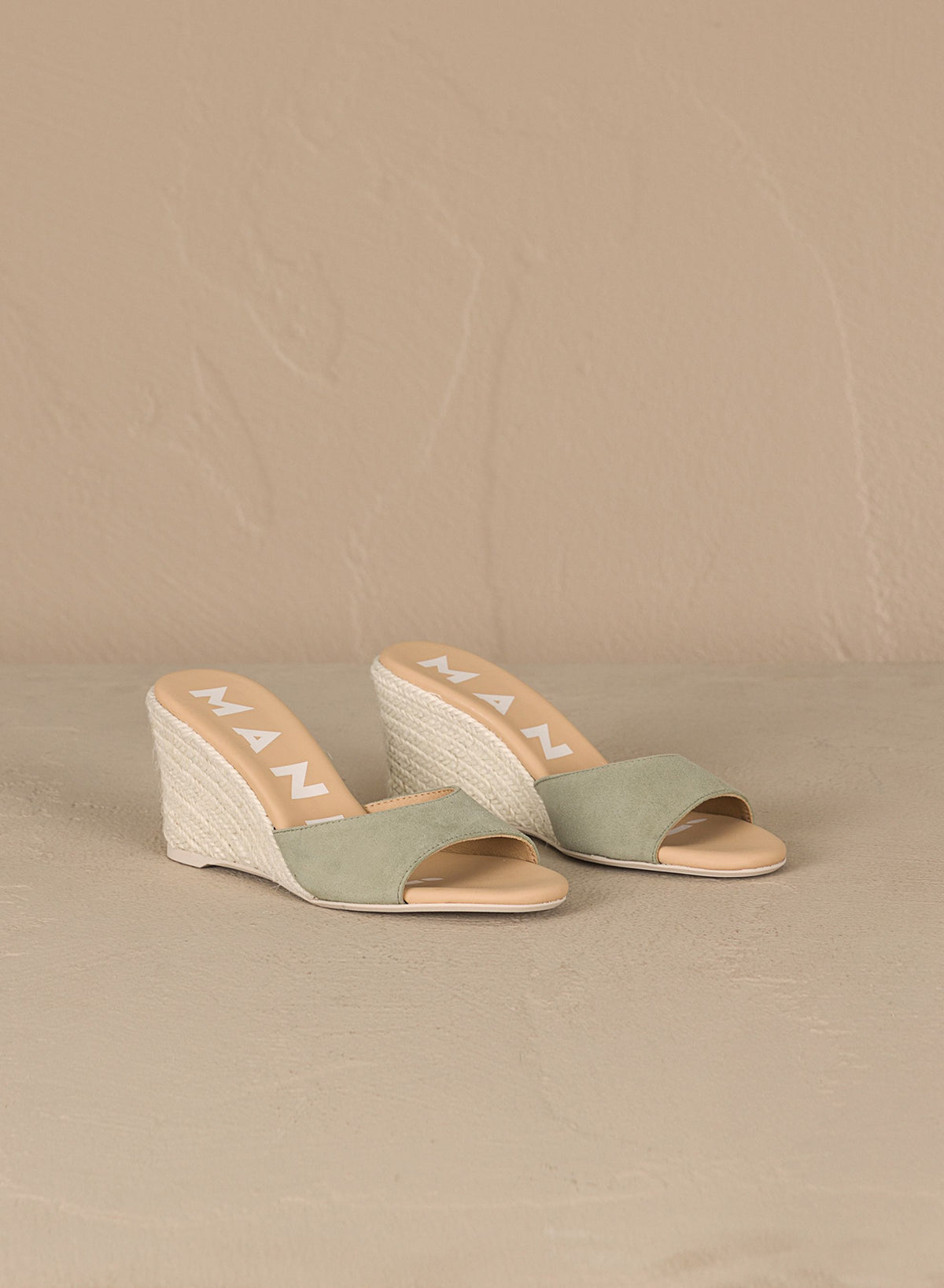 Soft Suede Mule Wedge Espadrilles Hamptons Sage