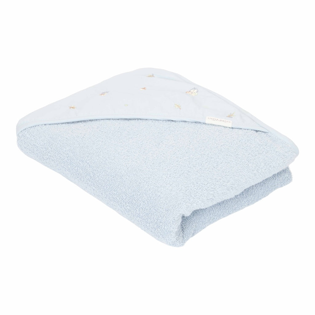 Hooded embroidered towel Blue 75x75cm