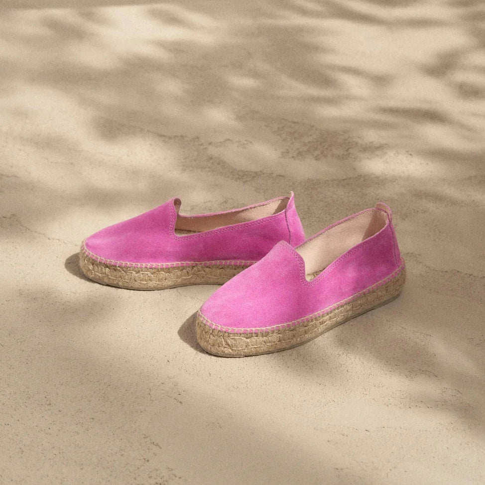 Suede Double Sole Espadrilles Hamptons Bold Pink