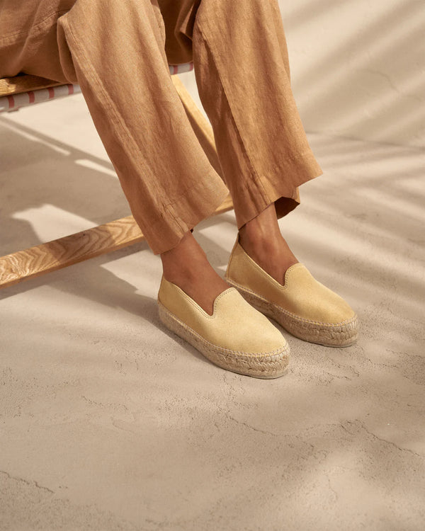 Suede Double Sole Espadrilles Hamptons Inca Cream