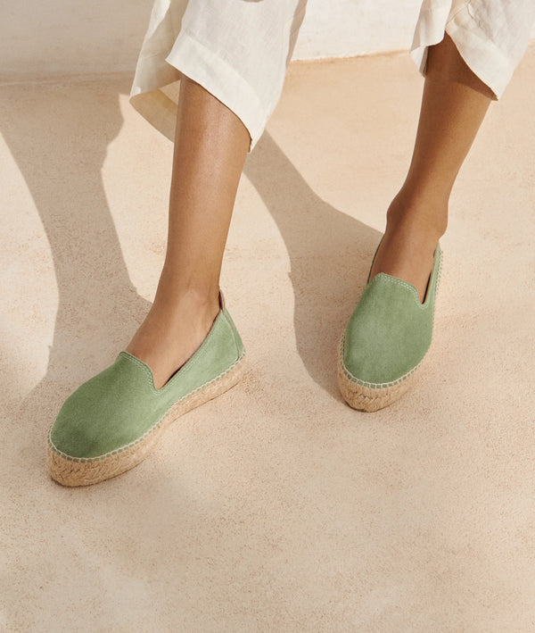 Suede Double Sole Espadrilles Hamptons Sage