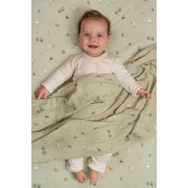 Swaddles 70 x 70 muslin Little Farm / Olive