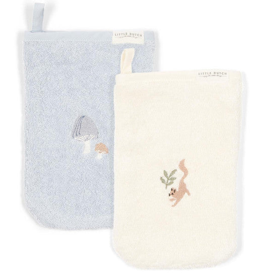 Washcloths set embroidered Forest Friends