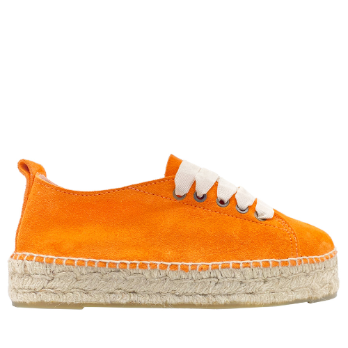 Suede Lace-Up Espadrilles Hamptons Sunset Orange