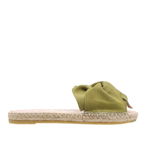 Soft Suede Sandals with Knot Hamptons  Kaki Green