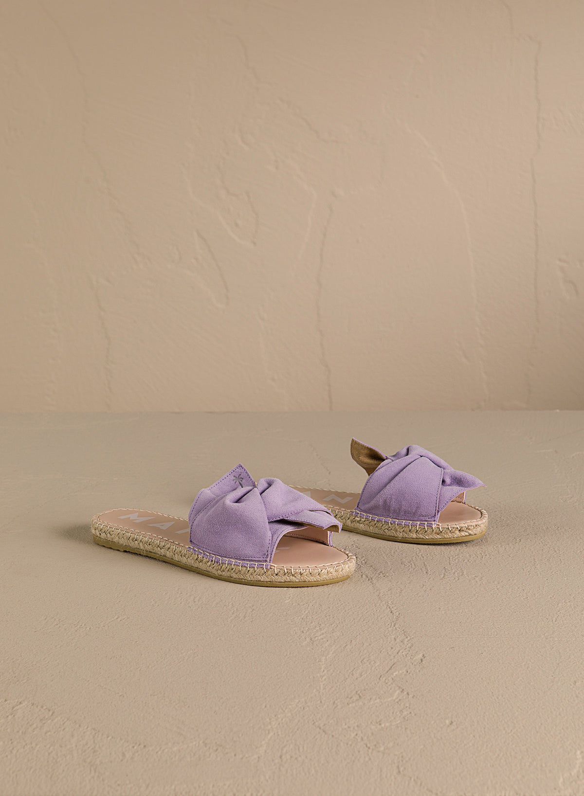 Soft Suede Sandals With Knot Hamptons Lilac