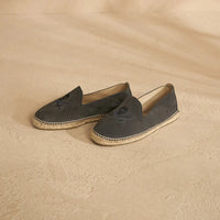 Suede Flat Espadrilles Carbon Grey & On Tone Skull