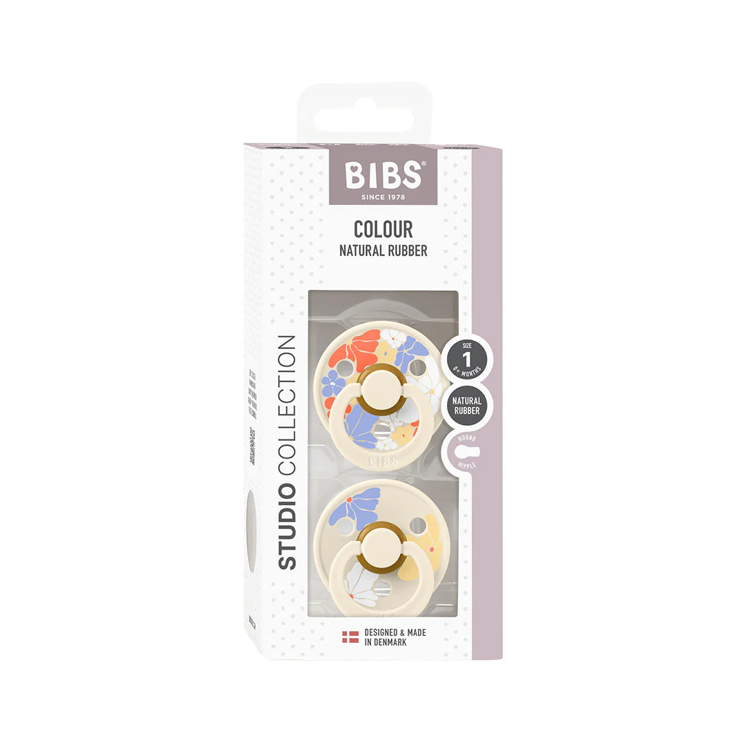 Bibs Pacifier Studio Colour 2 Pack Morning Bloom Latex Ivory Mix