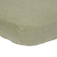 Fitted cot sheet muslin Olive