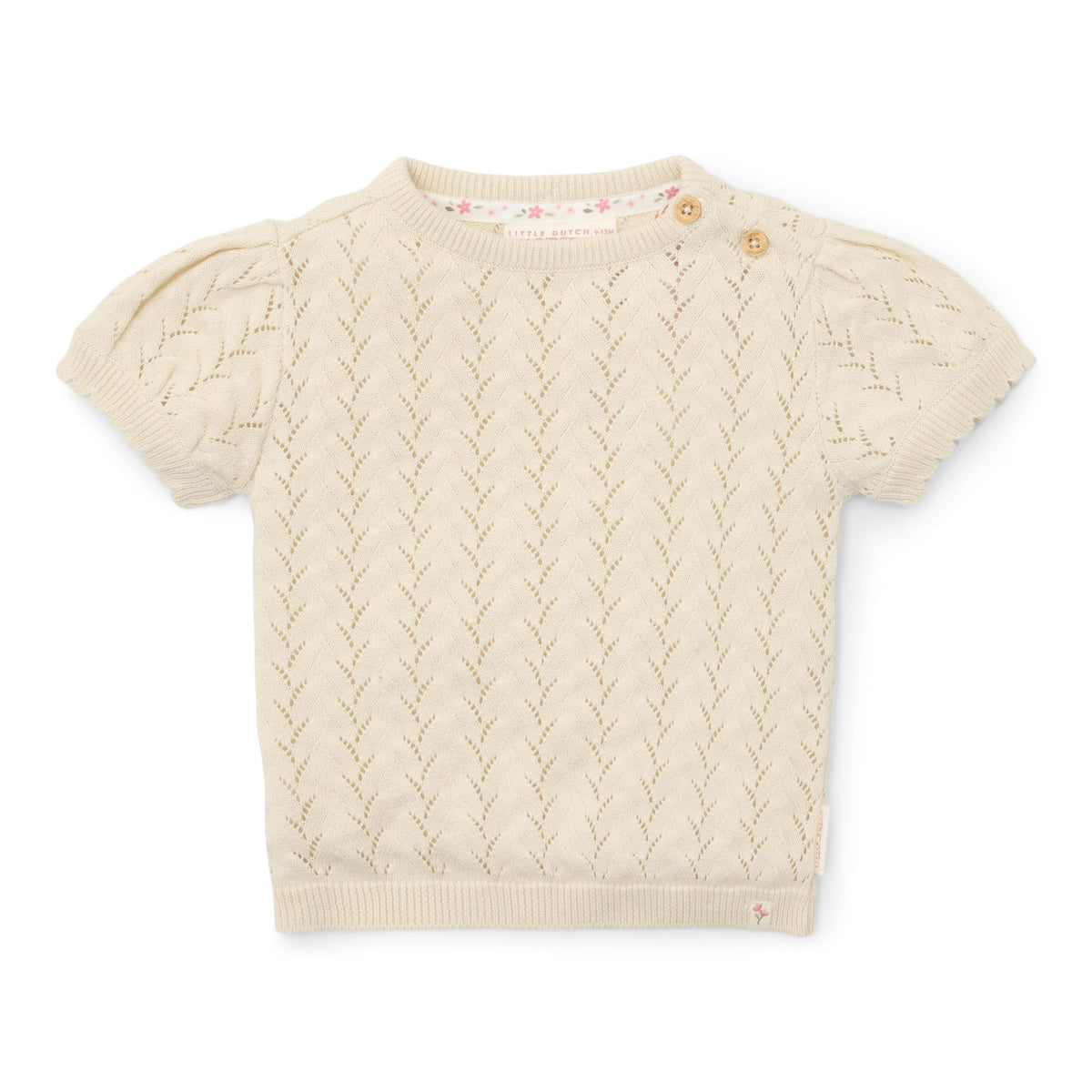 Knitted Short Sleeve Pullover - Creme