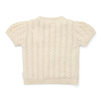 Knitted Short Sleeve Pullover - Creme