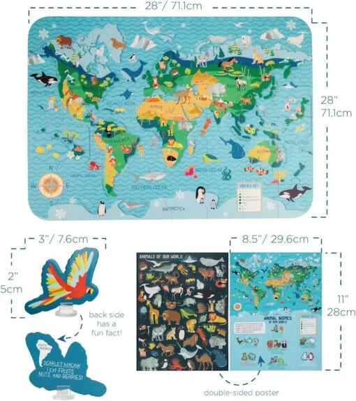 World Habitat Puzzle with 3D Animal Figures