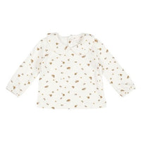 T-Shirt Long Sleeves with Round Collar White Blossom