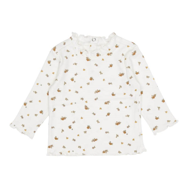 T-Shirt Long Sleeves with Round Collar White Blossom