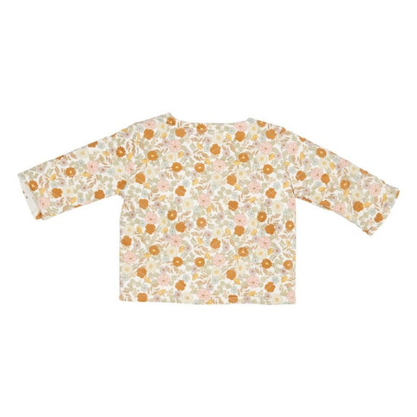 T-shirt Long Sleeves with Round Collar Vintage Little Flowers