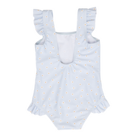 Bathsuit Ruffles Daisies Blue