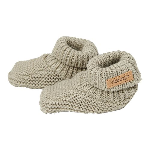 Knitted baby booties Olive