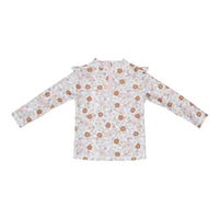 Swim T-shirt long Sleeves Ruffles Vintage Little Flowers