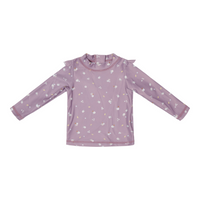 Swim T-shirt long Sleeves Ruffles Mauve