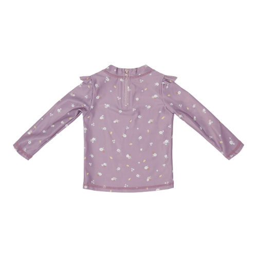 Swim T-shirt long Sleeves Ruffles Mauve