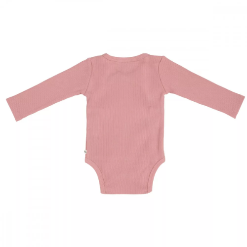 Bodysuit Wrap Long Sleeves Rib Vintage Pink