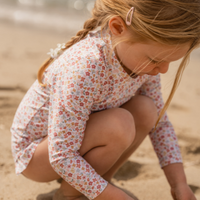 Bathsuit Long Sleeves Ruffles Summer Flowers