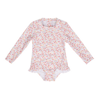 Bathsuit Long Sleeves Ruffles Summer Flowers