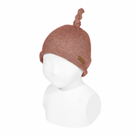 Cotton-Wool Knit Hat With Noeud