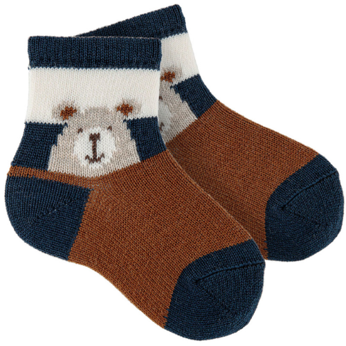 Merino Wool-Blend Teddy Short Socks Navy Blue