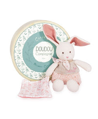 Ecru Soft Bunny with pink comforter in organic cotton